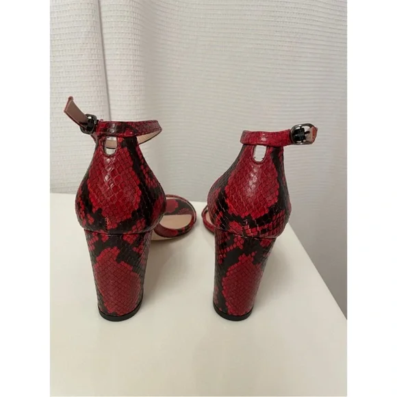 EUC Red & Black snakeskin sandals. Ankle strap closure. Sold with box. - Picture 7 of 8